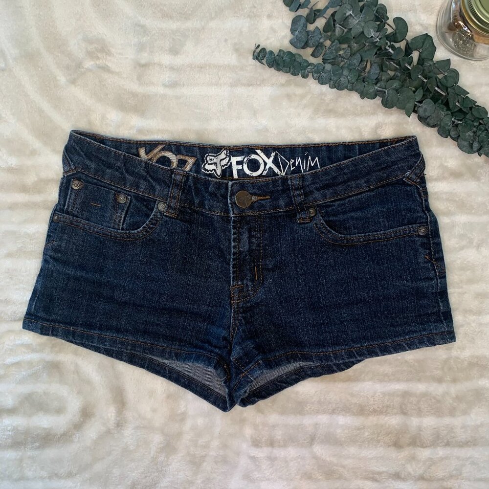 FOX RACING Y2K Denim Jean Shorts Size 3 Waist 26
